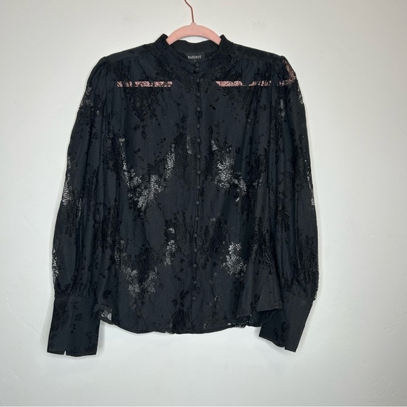 NWT Bardot Eliza Black Lace Button-Up Blouse Victorian Goth Size Small US4 - Picture 1 of 9